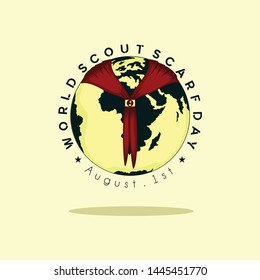 World Scout Scarf Day Vector Design with earth and scarf icon