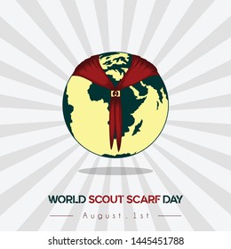 World Scout Scarf Day Vector Design with earth and scarf icon