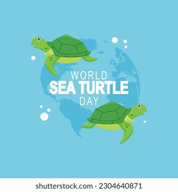 World Sea Turtle Day background. Animal Awareness. Vector illustration.