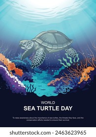 World Sea Turtle Day background. Vector illustration.