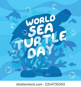 world sea turtle day design template for celebration. sea turtle illustration. turtle day. ocean illustration.