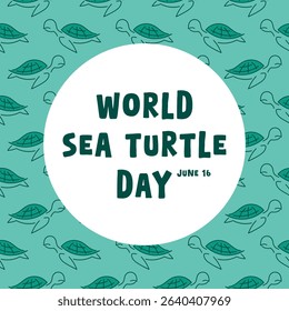 World Sea Turtle Day. June 16. Sea turtle seamless pattern. Eps 10