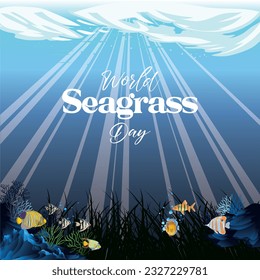 World seagrass day celebrating banner celebrated annually on March 1.