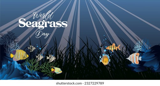 World seagrass day celebrating banner celebrated annually on March 1.