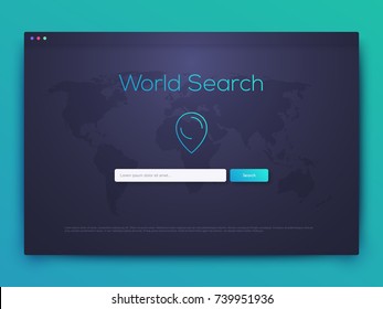 World search bar. Stock vector, ui design