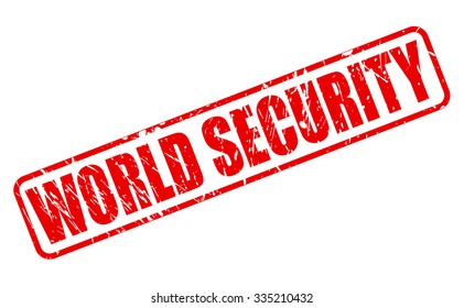 WORLD SECURITY red stamp text on white