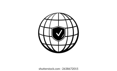 world security symbol, black isolated silhouette