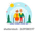 World Senior Citizen Day Vector Illustration on August 21st Celebrating and Honoring the Contributions of Older People with a Flat Style Background