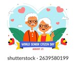 World Senior Citizen Day Vector Illustration on August 21st Celebrating and Honoring the Contributions of Older People with a Flat Style Background