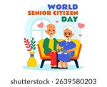 World Senior Citizen Day Vector Illustration on August 21st Celebrating and Honoring the Contributions of Older People with a Flat Style Background