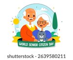 World Senior Citizen Day Vector Illustration on August 21st Celebrating and Honoring the Contributions of Older People with a Flat Style Background