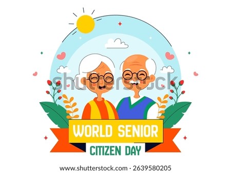 World Senior Citizen Day Vector Illustration on August 21st Celebrating and Honoring the Contributions of Older People with a Flat Style Background
