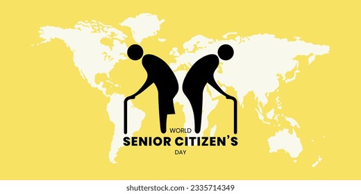 World Senior Citizen's Day banner template. Senior citizens characters. Vector illustration