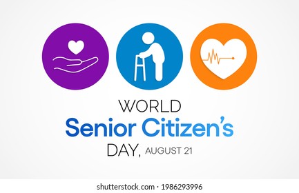 The World Senior Citizen's Day is observed on August 21 each year. The day is known to increase awareness of the factors and issues that affect older adults, such as age deterioration. Vector art