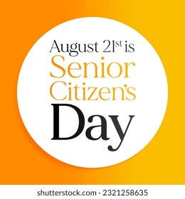 World Senior Citizen's Day is observed every year on August 21. The day is known to increase awareness of the factors and issues that affect older adults, such as age deterioration. Vector art