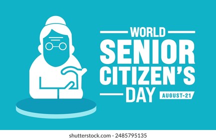 World Senior Citizen's Day is observed every year on August 21. The day is known to increase awareness.  Banner poster and happy mature couple. Vector art