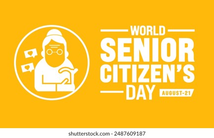 World Senior Citizen's Day is observed every year on August 21. The day is known to increase awareness.  Banner poster and happy mature couple. Vector art