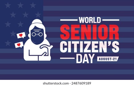 World Senior Citizen's Day is observed every year on August 21. The day is known to increase awareness.  Banner poster and happy mature couple. Vector art