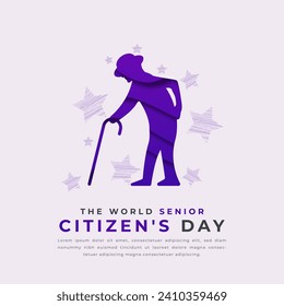 The World Senior Citizen's Day Paper cut style Vector Design Illustration for Background, Poster, Banner, Advertising, Greeting Card