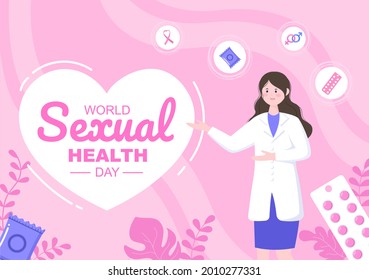 Día Mundial de la Sexualidad, que se celebra el 4 de setiembre para sensibilizar al público sobre el acoso y cómo prevenir la violencia. Ilustración de la página de aterrizaje en segundo plano