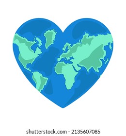 world shaped heart icon isolated