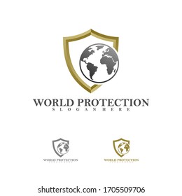 World Shield Logo vector template, Creative Shield World logo design concepts