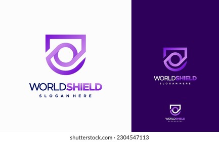 Diseño de la plantilla de diseños del logotipo World Shield Protect, símbolo del logotipo de World Tech