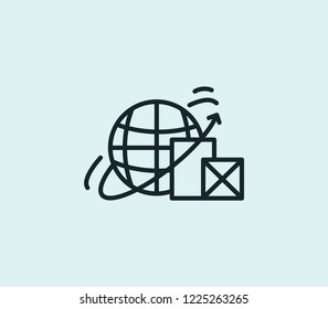 World shipping icon line isolated on clean background. World shipping icon concept drawing icon line in modern style. Vector illustration for your web mobile logo app UI design.
