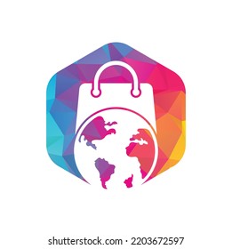 World Shop Logo Template Design Vector. Earth and sale symbol or icon. globe and market logotype design template.