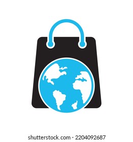 World Shop Logo Template Design Vector. Earth and sale symbol or icon. globe and market logotype design template.