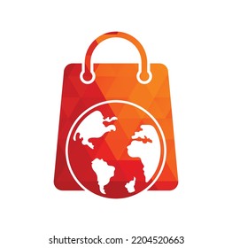 World Shop Logo Template Design Vector. Earth and sale symbol or icon. globe and market logotype design template.