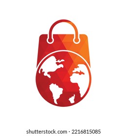 World Shop Logo Template Design Vector. Earth and sale symbol or icon. globe and market logotype design template.