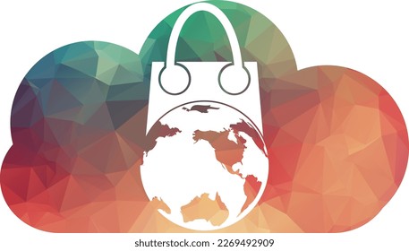 World Shop Logo Template Design Vector. Earth and sale symbol or icon. globe and market logotype design template.