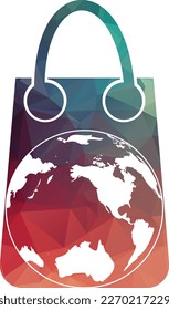 World Shop Logo Template Design Vektor. Erd- und Verkaufssymbol oder -symbol. Design-Vorlage für den Globus und den Marktlogotyp.