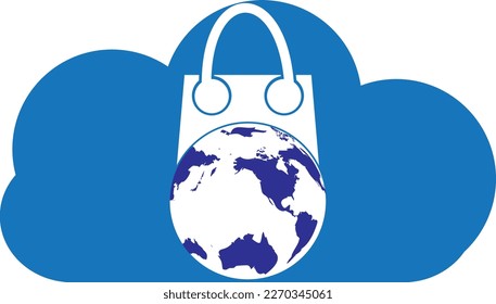 World Shop Logo Template Design Vector. Earth and sale symbol or icon. globe and market logotype design template.