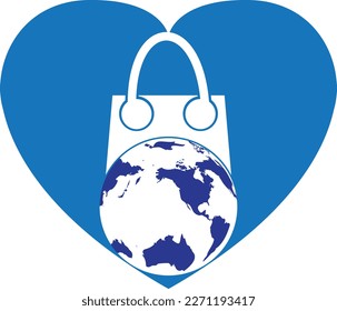 World Shop Logo Template Design Vector. Earth and sale symbol or icon. globe and market logotype design template.