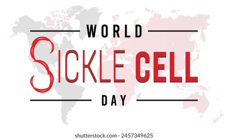 Día Mundial de la Anemia Falciforme cada año en junio. Plantilla para fondo, Anuncio, tarjeta, cartel con inscripción de texto.
