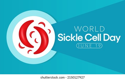 World Sickle cell day is observed every year on June 19, it is an inherited red blood cell disorder in which there are not enough healthy cells to carry oxygen throughout the body. Vector illustration