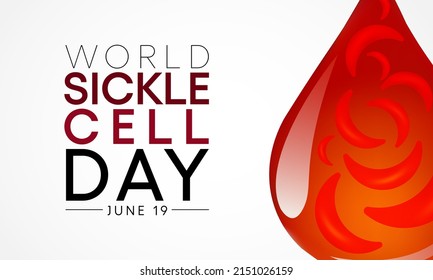 El 19 de junio se celebra cada año el Día Mundial de la Célula Nigosa, un trastorno hereditario de los glóbulos rojos en el que no hay suficientes células sanas para transportar oxígeno por todo el cuerpo. Ilustración del vector