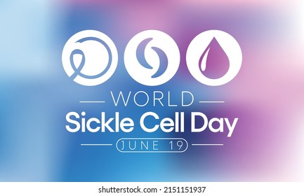 World Sickle cell day is observed every year on June 19, it is an inherited red blood cell disorder in which there are not enough healthy cells to carry oxygen throughout the body. Vector illustration
