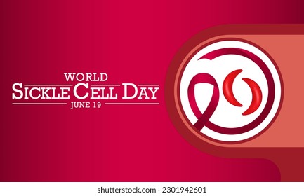 World Sickle cell day is observed every year on June 19, it is an inherited red blood cell disorder in which there are not enough healthy cells to carry oxygen throughout the body. Vector illustration