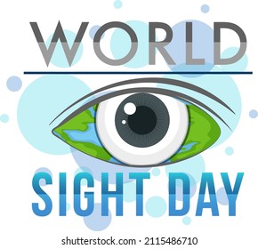 World Sight Day banner with an eye on world map illustration