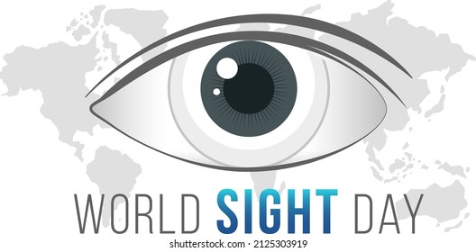 World Sight Day banner with an eye on silhouette world map illustration