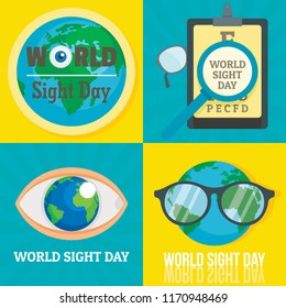 World sight day banner set. Flat illustration of world sight day vector banner set for web design