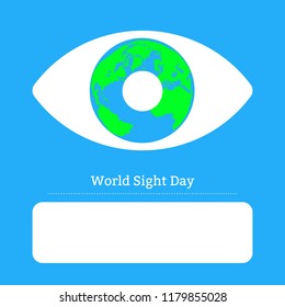 World Sight Day. Concept of a holiday of health. Symbolic image of the eye. Iris is the planet Earth. Place for your text