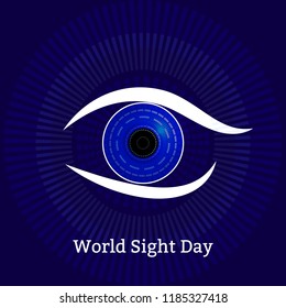 World Sight Day. Concept of a holiday of health. Symbolic image of the eye. Technological textures - computer diagnostics of eye diseases