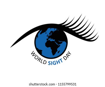 World sight day earth in a blue eye vector illustration EPS10