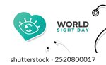 World Sight Day. Eye, heart and stethoscope. Great for cards, banners, posters, social media and more. White background.