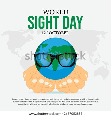 World Sight Day Illustration – Globe with Glasses in Human Hands