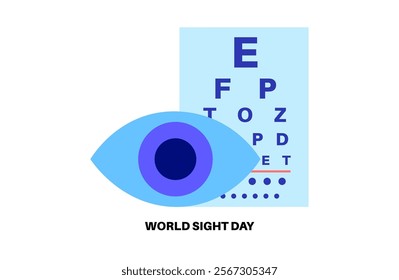 World Sight Day logo. Global sight health awareness, vision care concept, blindness prevention. Optometry examination in ophthalmology center. Lens and glass symbols, vision test vector illustration